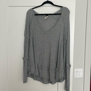 Free people oversized grey waffle shirt